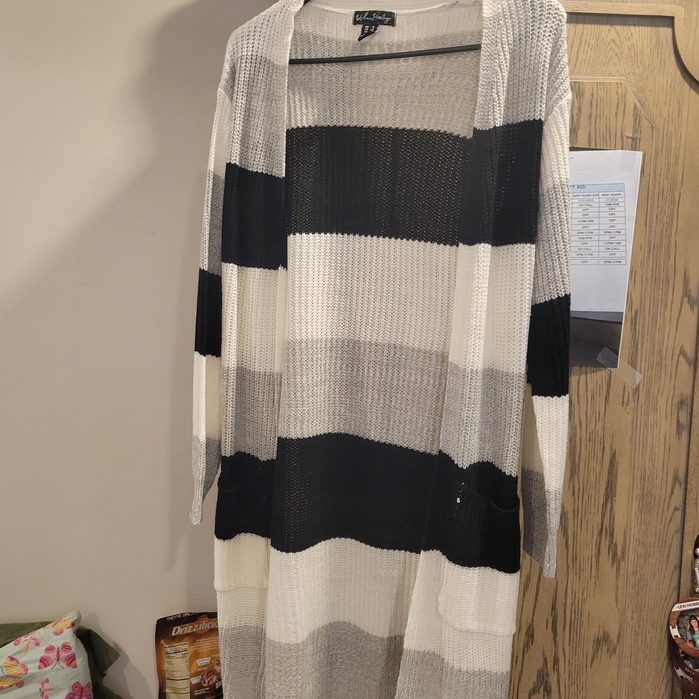 Urban Heritage Black and Gray Striped Cardigan